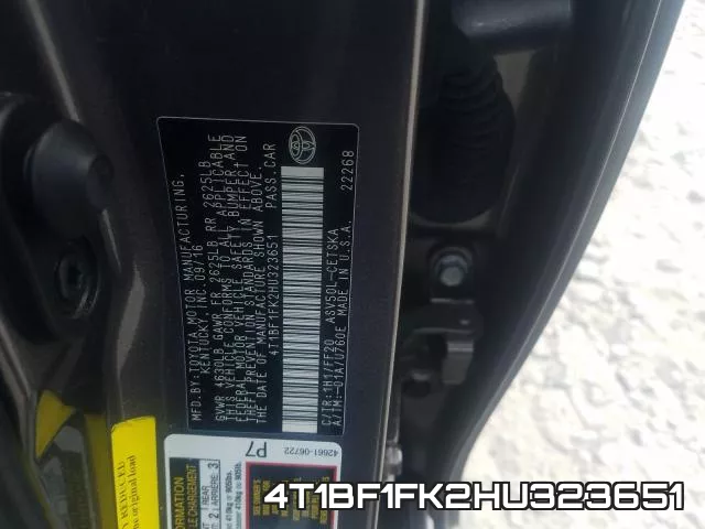 4T1BF1FK2HU323651 фото 2
