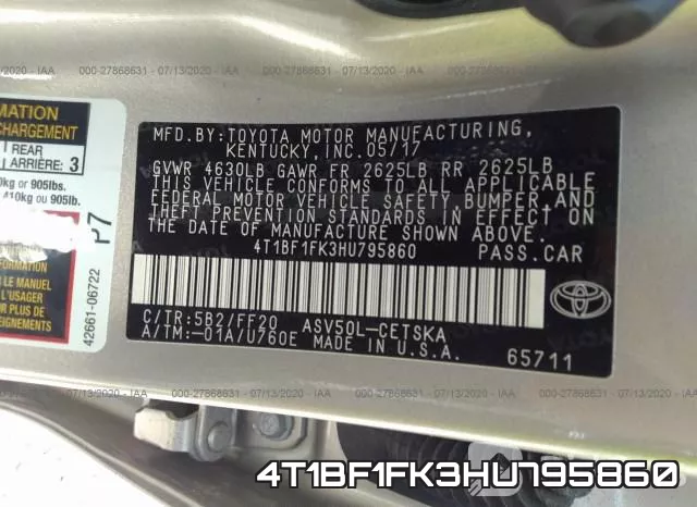 4T1BF1FK3HU795860 фото 10