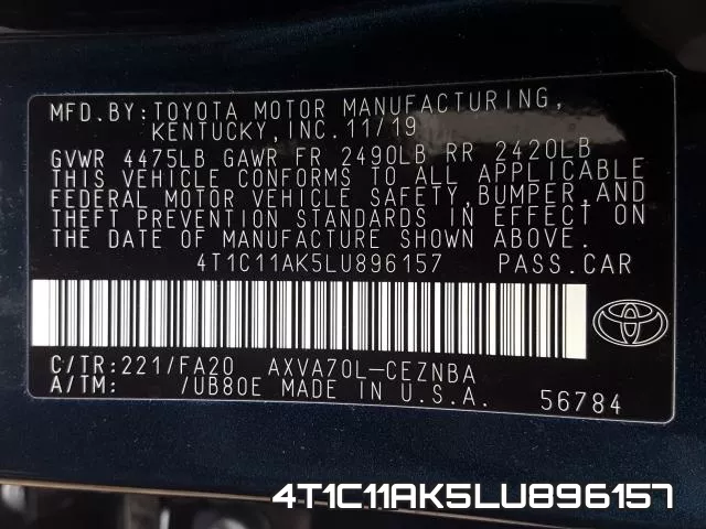 4T1C11AK5LU896157 фото 2