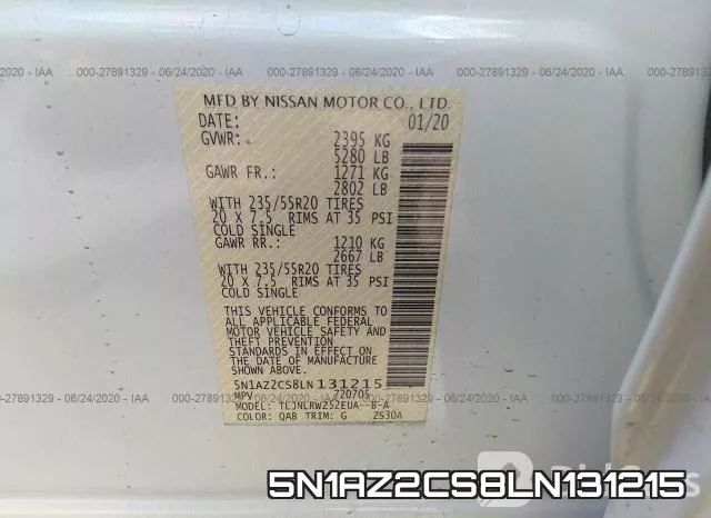 5N1AZ2CS8LN131215 фото 10