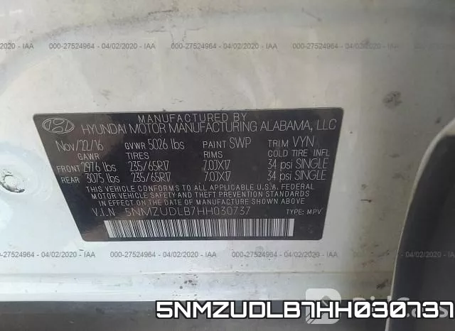 5NMZUDLB7HH030737 фото 10
