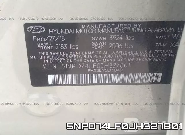 5NPD74LF0JH327801 фото 10