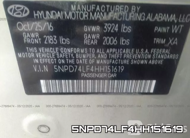 5NPD74LF4HH151619 фото 10