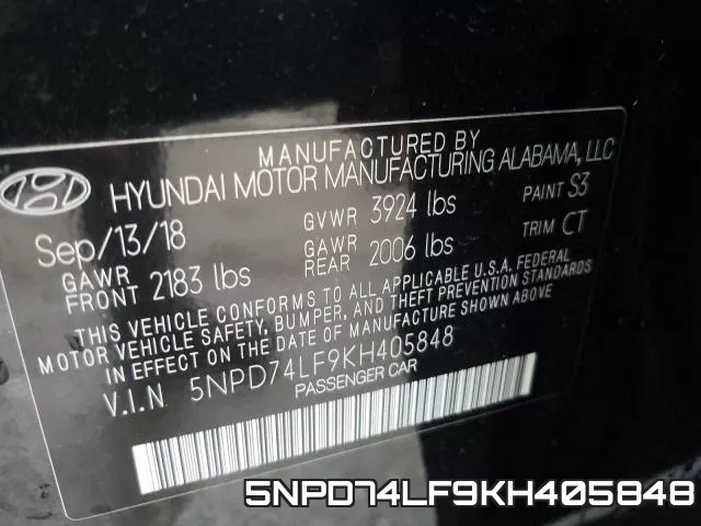 5NPD74LF9KH405848 фото 2