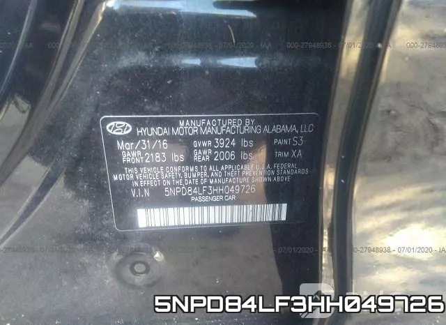 5NPD84LF3HH049726 фото 10