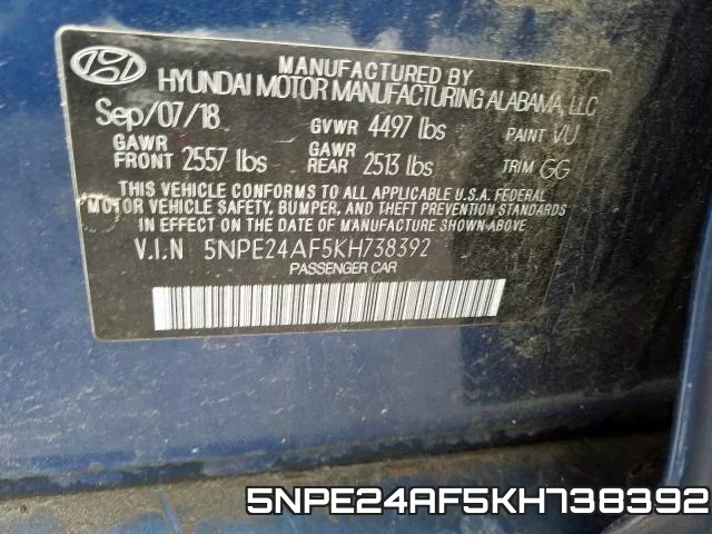 5NPE24AF5KH738392 фото 2