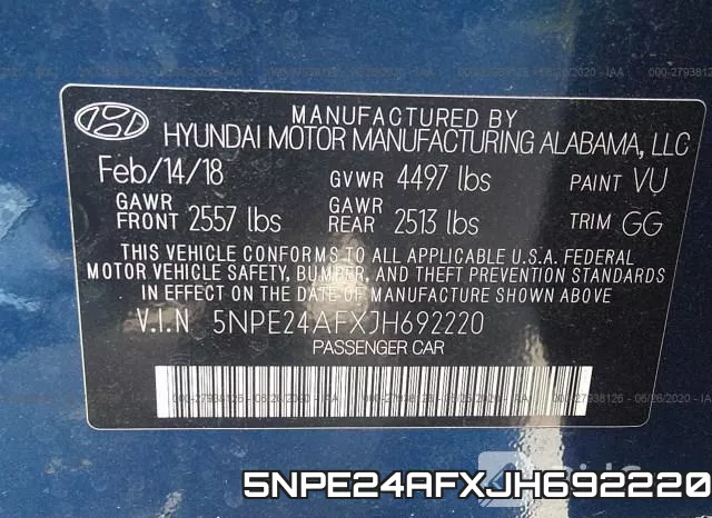 5NPE24AFXJH692220 фото 10