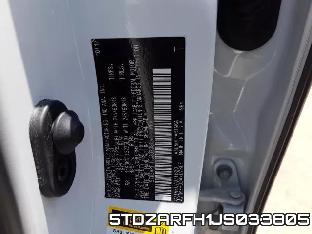 5TDZARFH1JS033805 фото 2