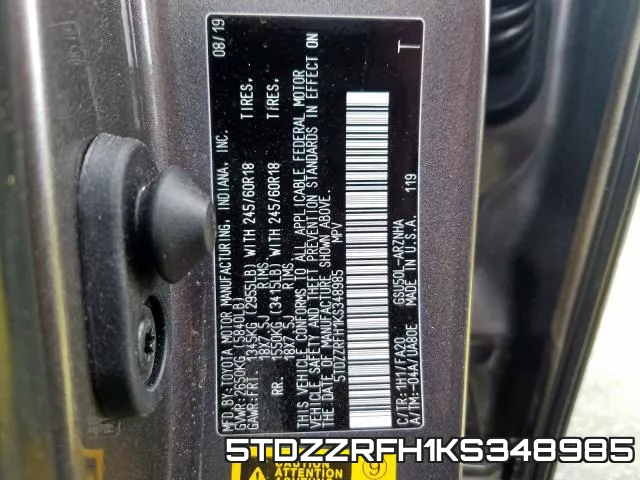5TDZZRFH1KS348985 фото 2