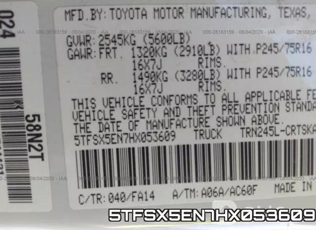5TFSX5EN7HX053609 фото 10