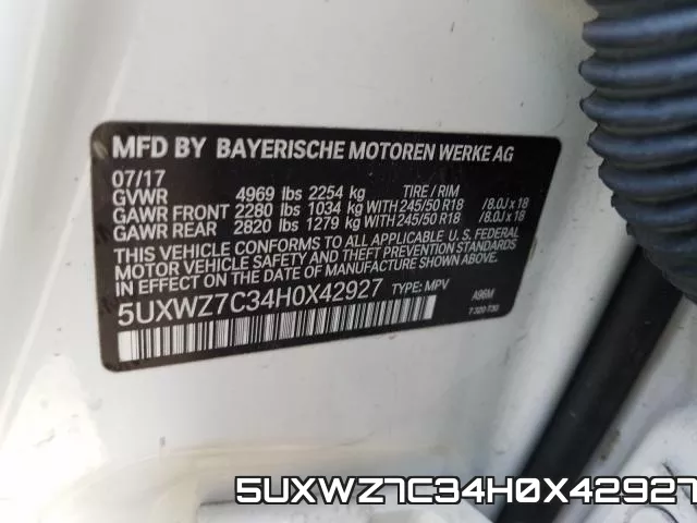 5UXWZ7C34H0X42927 фото 2