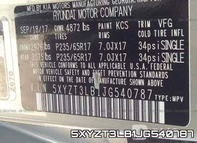 5XYZT3LB1JG540787 фото 10