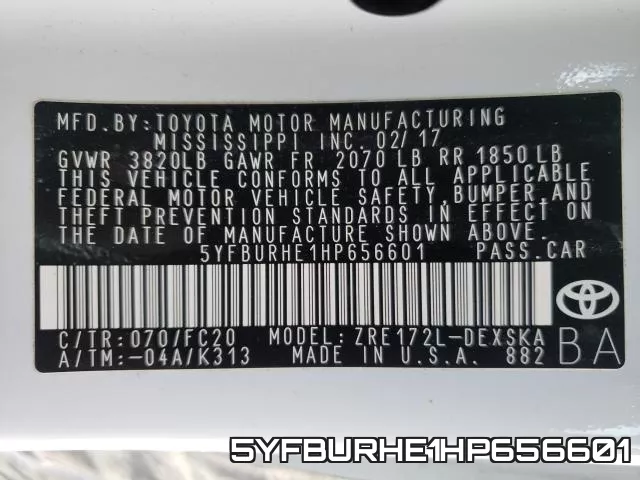 5YFBURHE1HP656601 фото 2