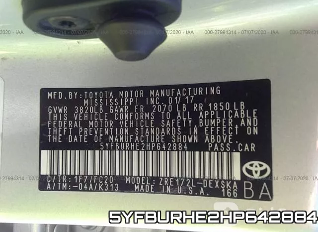 5YFBURHE2HP642884 фото 10