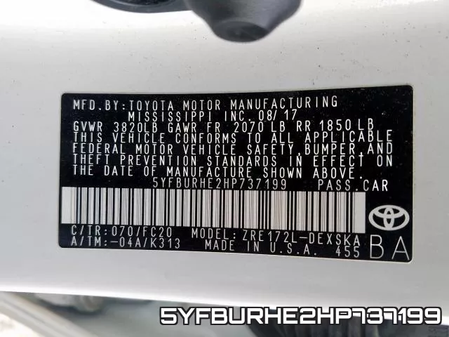5YFBURHE2HP737199 фото 2