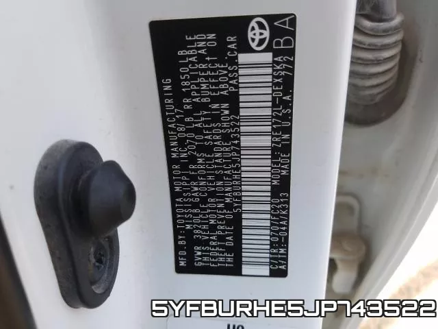 5YFBURHE5JP743522 фото 2