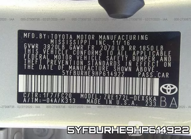 5YFBURHE9HP614922 фото 10