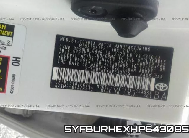 5YFBURHEXHP643085 фото 10
