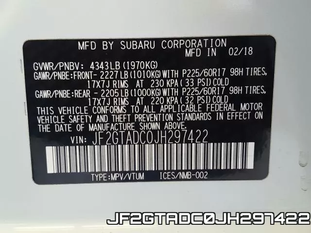 JF2GTADC0JH297422 фото 2