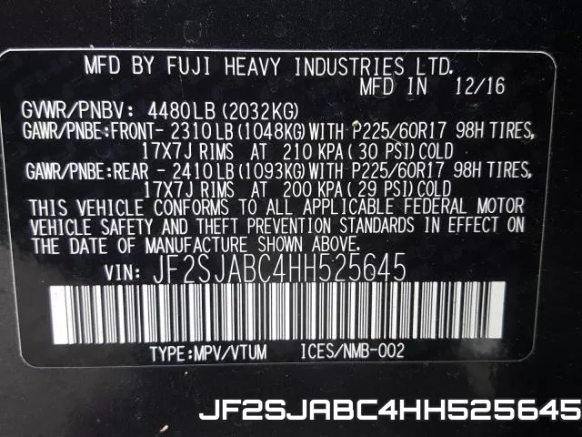 JF2SJABC4HH525645 фото 2