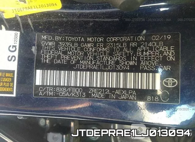 JTDEPRAE1LJ013094 фото 10