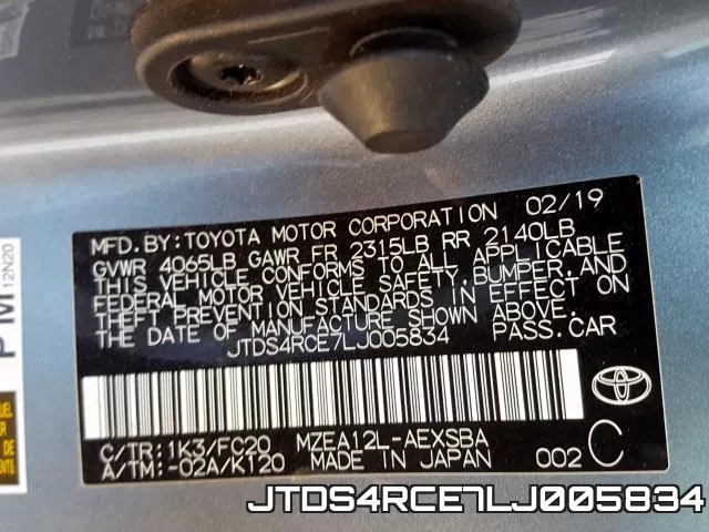 JTDS4RCE7LJ005834 фото 2