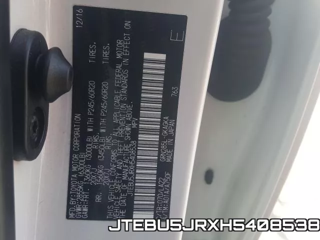 JTEBU5JRXH5408538 фото 2