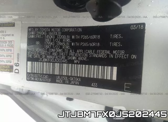 JTJBM7FX0J5202445 фото 10