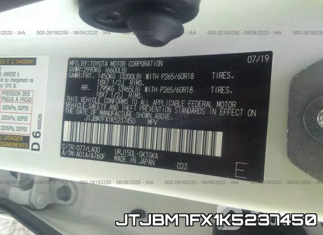 JTJBM7FX1K5237450 фото 10