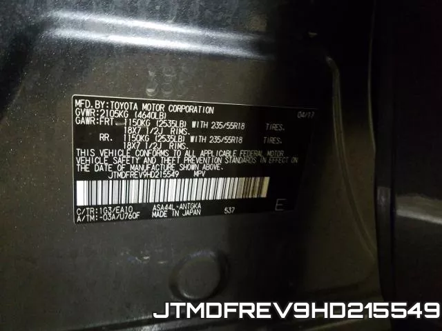 JTMDFREV9HD215549 фото 2