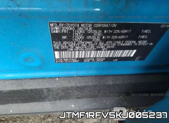 JTMF1RFV5KJ005237 фото 10