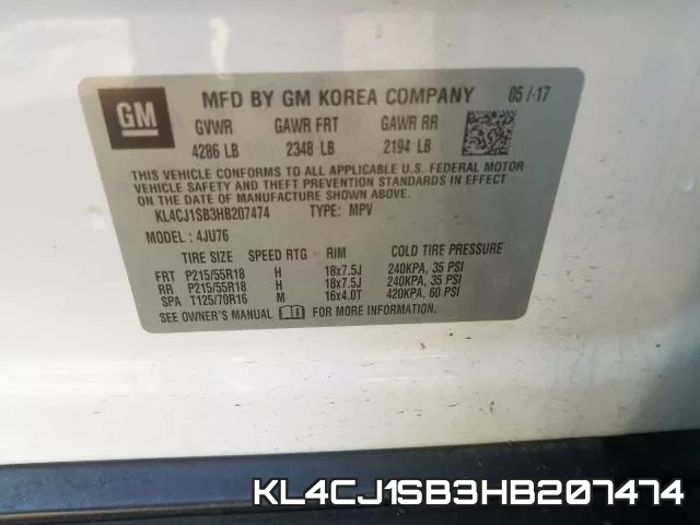 KL4CJ1SB3HB207474 фото 2