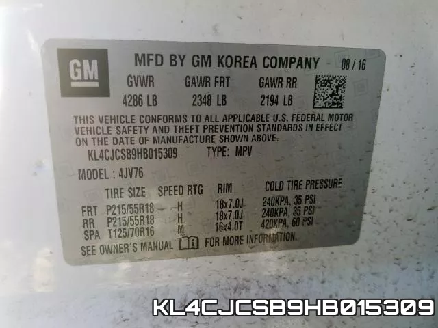 KL4CJCSB9HB015309 фото 2