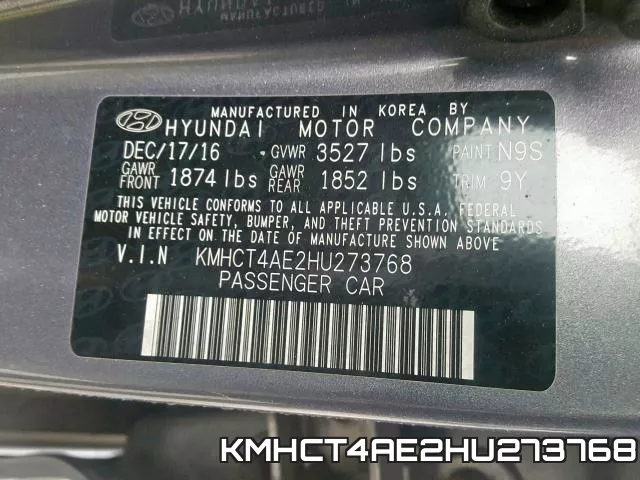 KMHCT4AE2HU273768 фото 2