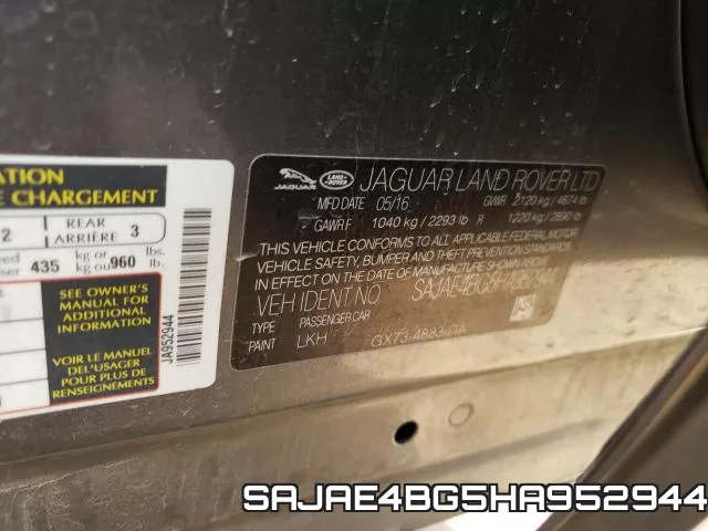SAJAE4BG5HA952944 фото 2