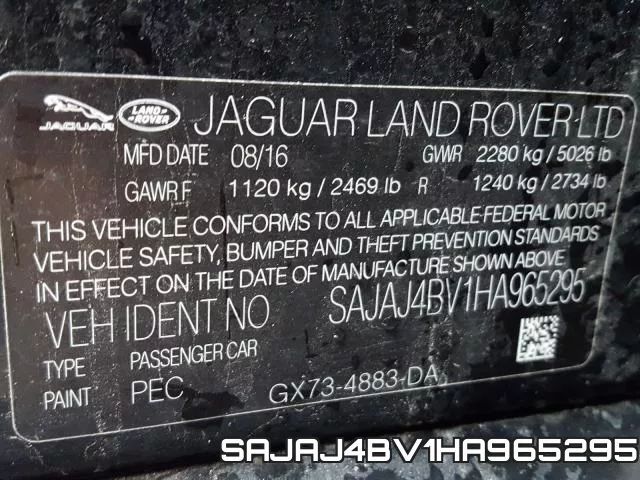 SAJAJ4BV1HA965295 фото 2