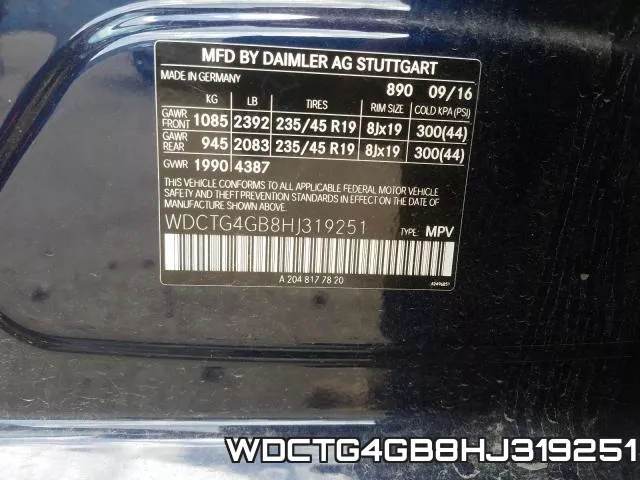 WDCTG4GB8HJ319251 фото 2