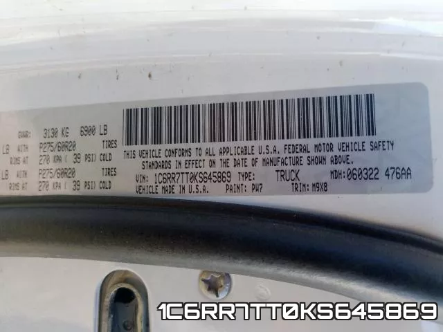 1C6RR7TT0KS645869 фото 2