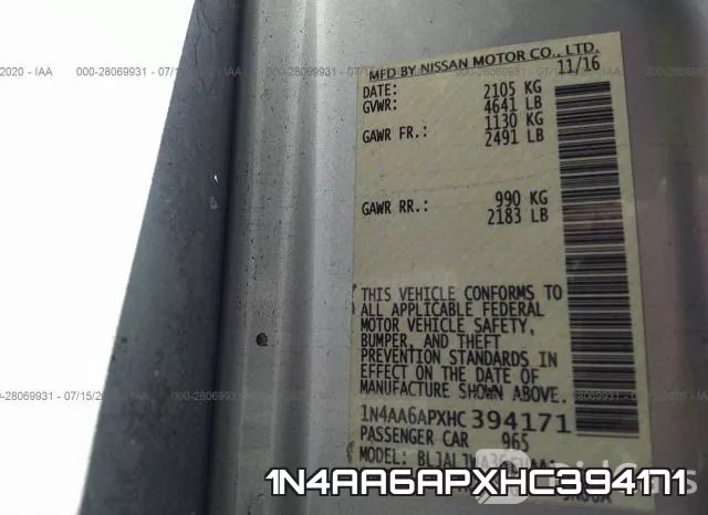 1N4AA6APXHC394171 фото 10