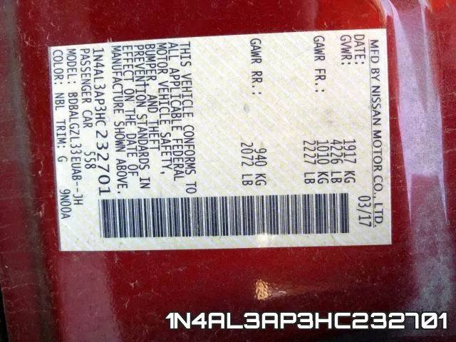 1N4AL3AP3HC232701 фото 2