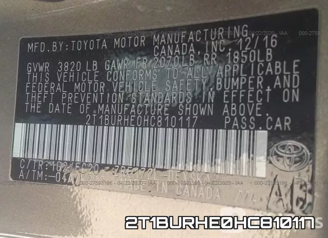 2T1BURHE0HC810117 фото 10