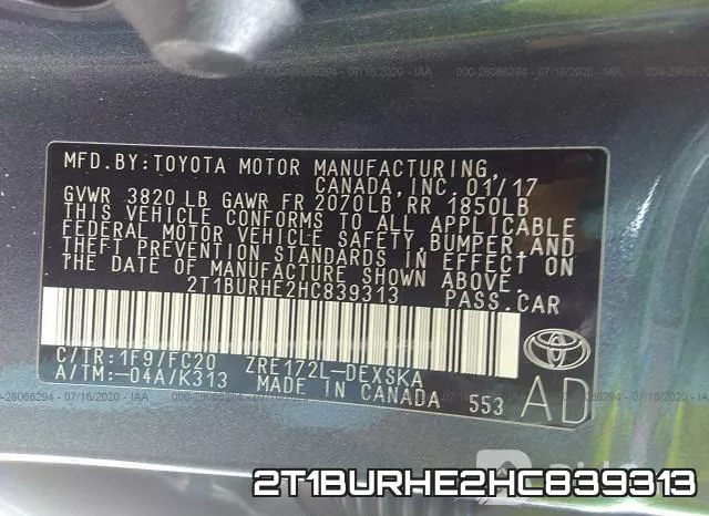 2T1BURHE2HC839313 фото 10