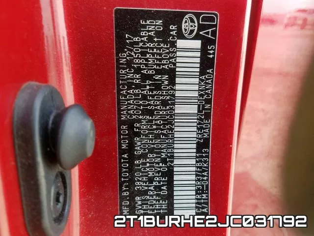 2T1BURHE2JC031792 фото 2