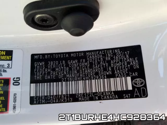 2T1BURHE4HC928364 фото 2