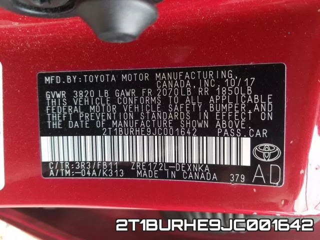 2T1BURHE9JC001642 фото 2