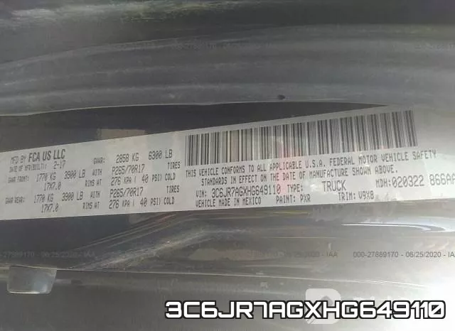 3C6JR7AGXHG649110 фото 10