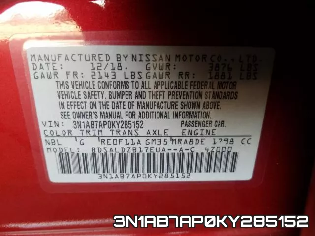 3N1AB7AP0KY285152 фото 2