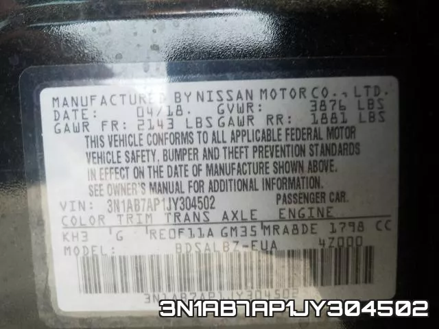 3N1AB7AP1JY304502 фото 2