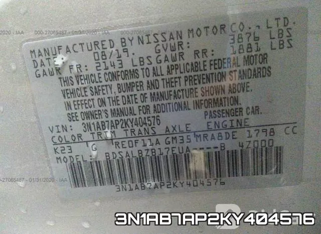 3N1AB7AP2KY404576 фото 10