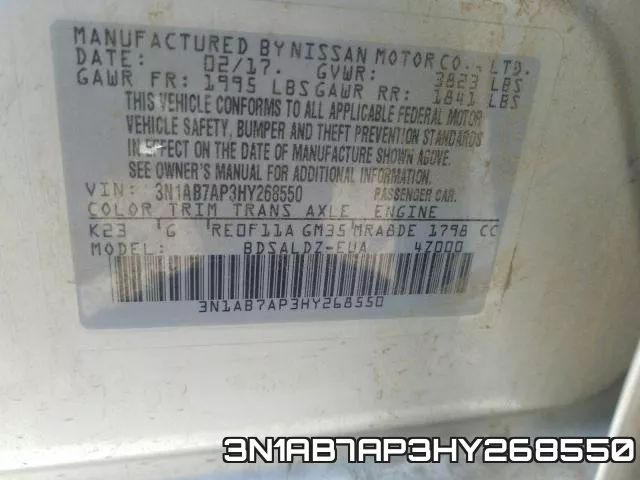 3N1AB7AP3HY268550 фото 2
